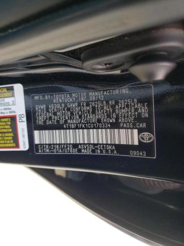 Photo 10 from auction – 2012 TOYOTA CAMRY BASE with VIN 4T1BF1FK1CU170334