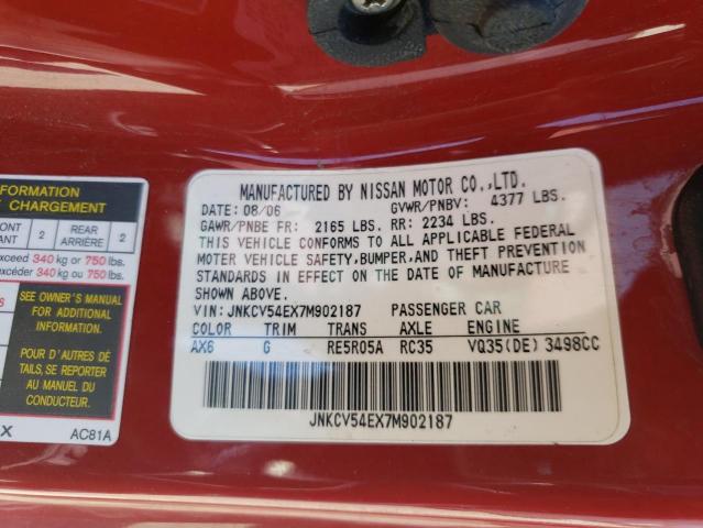 Photo 10 from auction – 2007 INFINITI G35 with VIN JNKCV54EX7M902187