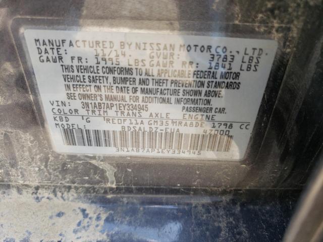 Photo 10 from auction – 2014 NISSAN SENTRA S with VIN 3N1AB7AP1EY334945