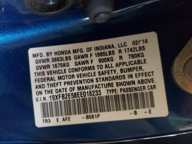 Photo 10 from auction – 2014 HONDA CIVIC LX with VIN 19XFB2E58EE018233