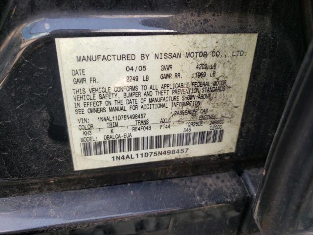 Photo 10 from auction – 2005 NISSAN ALTIMA S with VIN 1N4AL11D75N498457
