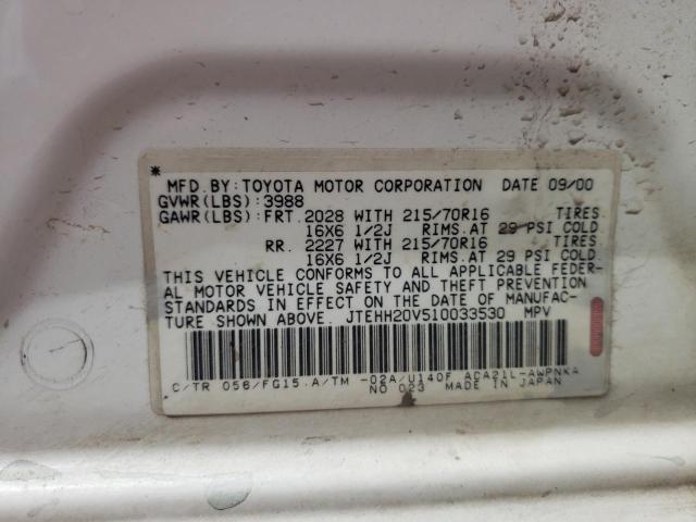 Photo 10 from auction – 2001 TOYOTA RAV4 with VIN JTEHH20V510033530