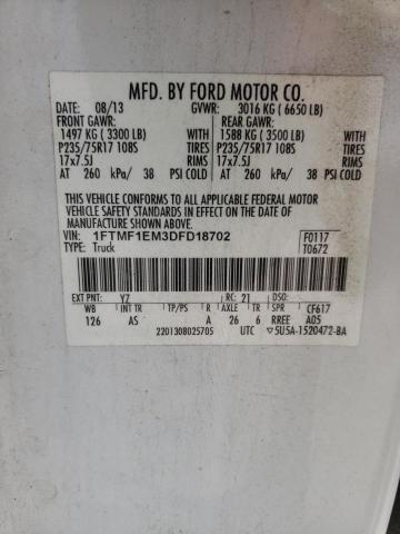 Photo 10 from auction – 2013 FORD F150 with VIN 1FTMF1EM3DFD18702