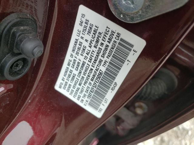 Photo 10 from auction – 2015 HONDA CIVIC LX with VIN 19XFB2F52FE250567