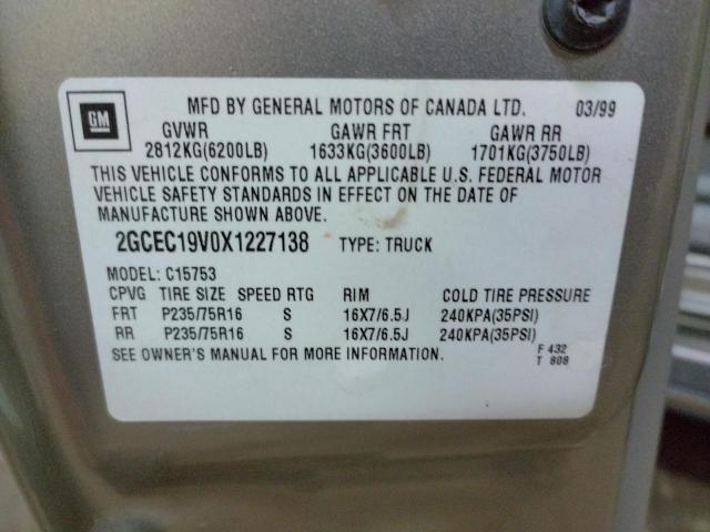 Photo 10 from auction – 1999 CHEVROLET SILVERADO with VIN 2GCEC19V0X1227138