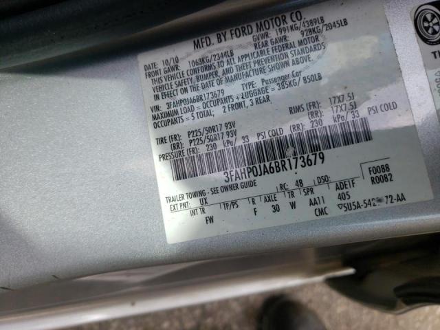 Photo 10 from auction – 2011 FORD FUSION SEL with VIN 3FAHP0JA6BR173679