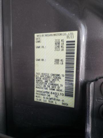 Photo 10 from auction – 2013 NISSAN MAXIMA S with VIN 1N4AA5AP9DC840170