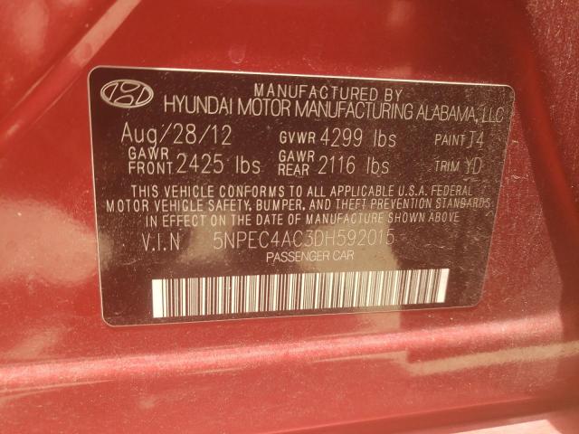 Photo 10 from auction – 2013 HYUNDAI SONATA SE with VIN 5NPEC4AC3DH592015
