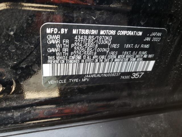 Photo 10 from auction – 2022 MITSUBISHI OUTLANDER with VIN JA4ARUAU1NU009237