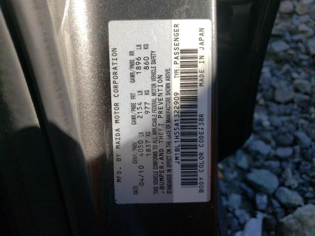 Photo 10 from auction – 2010 MAZDA 3 S with VIN JM1BL1H55A1322909