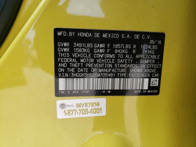 Photo 10 from auction – 2016 HONDA FIT EX with VIN 3HGGK5H92GM705481