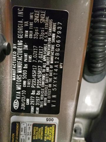Photo 10 from auction – 2011 KIA SORENTO BA with VIN 5XYKT4A12BG067937