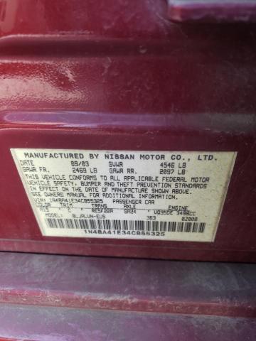 Photo 10 from auction – 2004 NISSAN MAXIMA SE with VIN 1N4BA41E34C855325