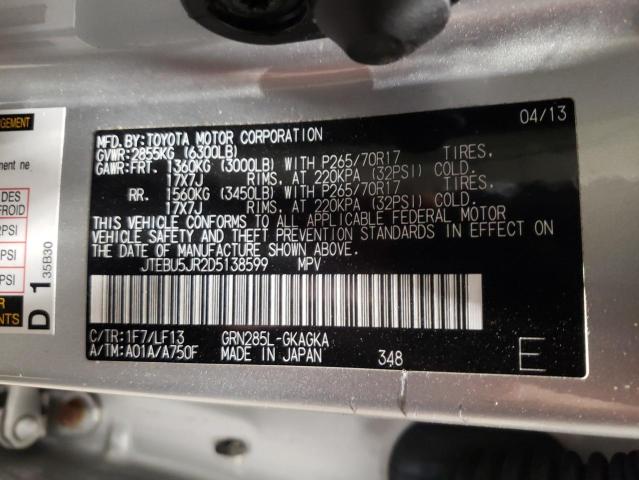 Photo 10 from auction – 2013 TOYOTA 4RUNNER SR with VIN JTEBU5JR2D5138599