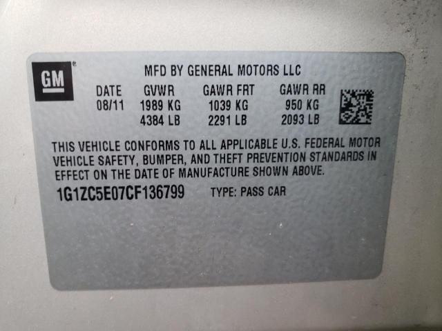 Photo 10 from auction – 2012 CHEVROLET MALIBU 1LT with VIN 1G1ZC5E07CF136799