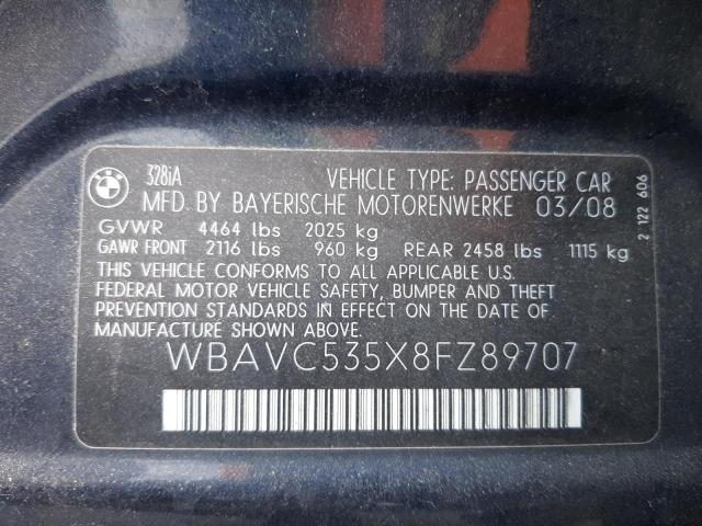 Photo 10 from auction – 2008 BMW 328 I SULE with VIN WBAVC535X8FZ89707