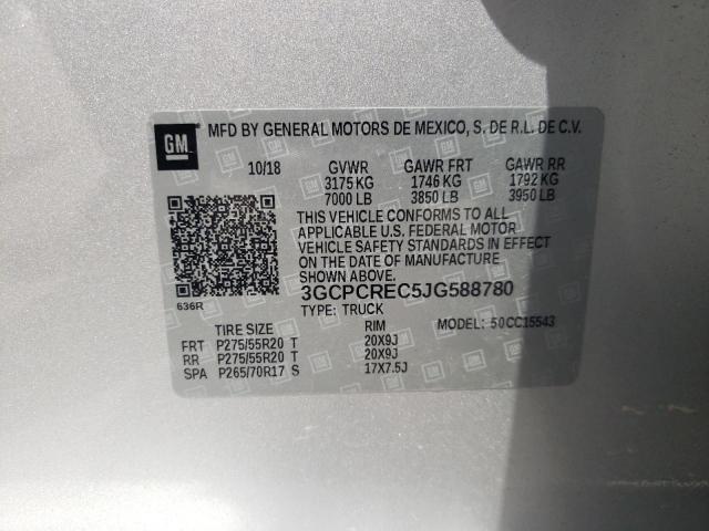 Photo 10 from auction – 2018 CHEVROLET SILVERADO with VIN 3GCPCREC5JG588780