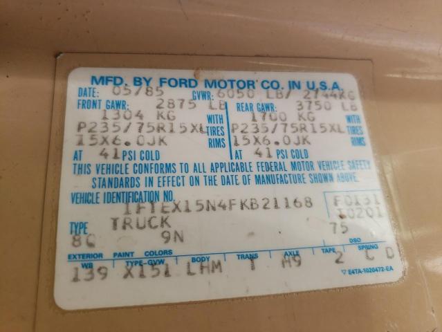 Photo 10 from auction – 1985 FORD F150 with VIN 1FTEX15N4FKB21168