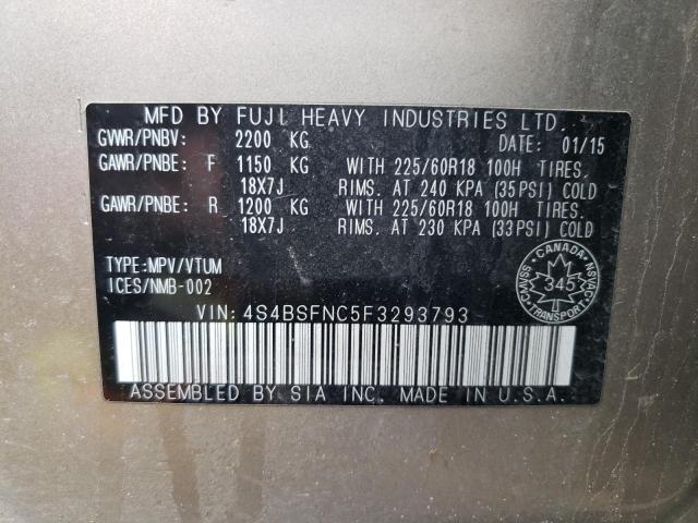 Photo 10 from auction – 2015 SUBARU OUTBACK 3. with VIN 4S4BSFNC5F3293793