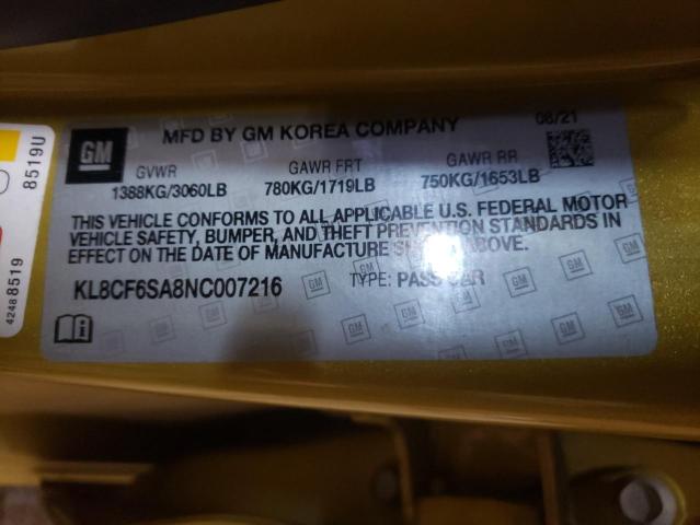 Photo 10 from auction – 2022 CHEVROLET SPARK 2LT with VIN KL8CF6SA8NC007216