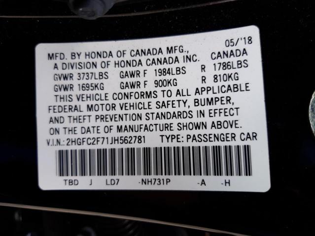 Photo 10 from auction – 2018 HONDA CIVIC EX with VIN 2HGFC2F71JH562781