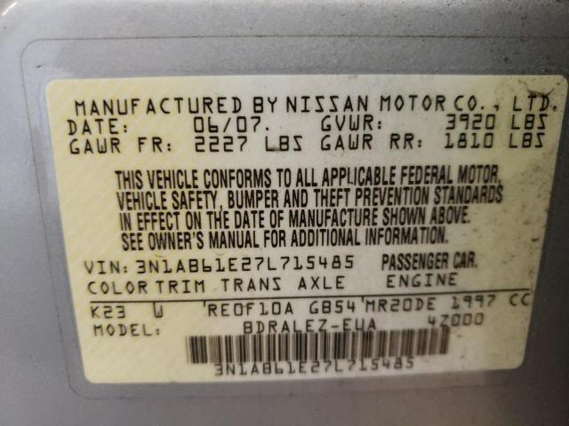 Photo 10 from auction – 2007 NISSAN SENTRA 2.0 with VIN 3N1AB61E27L715485