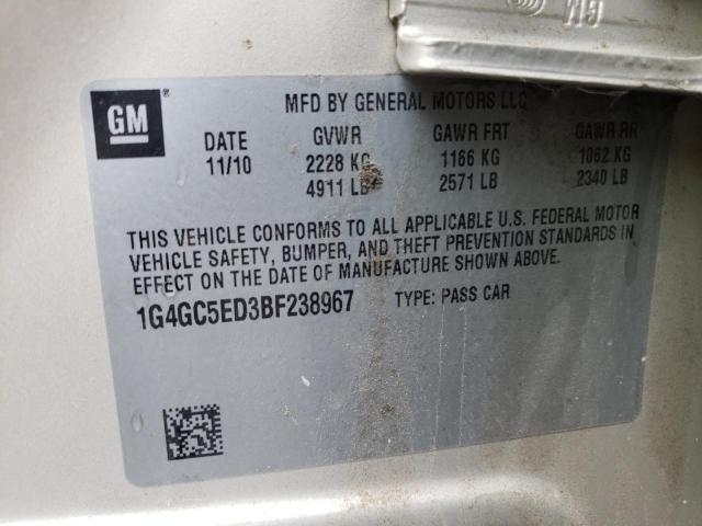 Photo 10 from auction – 2011 BUICK LACROSSE C with VIN 1G4GC5ED3BF238967