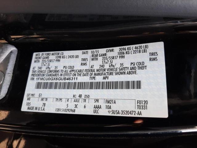 Photo 10 from auction – 2016 FORD ESCAPE SE with VIN 1FMCU0GX6GUB46311