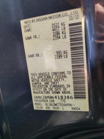 Photo 10 from auction – 2011 NISSAN ALTIMA SR with VIN 1N4BL2AP6BN418386