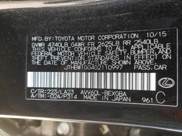 Photo 10 from auction – 2016 LEXUS ES 300H with VIN JTHBW1GG4G2110997