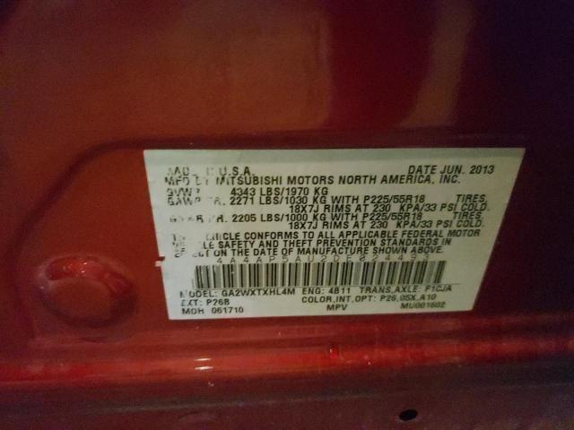 Photo 10 from auction – 2013 MITSUBISHI OUTLANDER with VIN 4A4AP5AU2DE024493