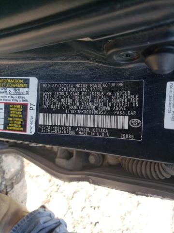 Photo 10 from auction – 2012 TOYOTA CAMRY BASE with VIN 4T1BF1FKXCU186953