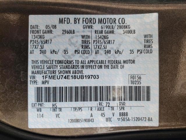 Photo 10 from auction – 2008 FORD EXPLORER E with VIN 1FMEU74E18UB19703