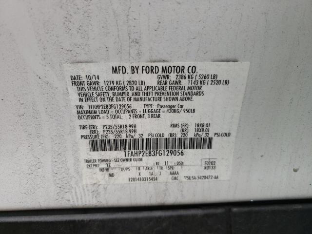 Photo 10 from auction – 2015 FORD TAURUS SEL with VIN 1FAHP2E83FG129056