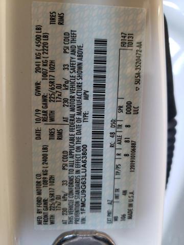 Photo 10 from auction – 2020 FORD ESCAPE SE with VIN 1FMCU9G63LUA63800