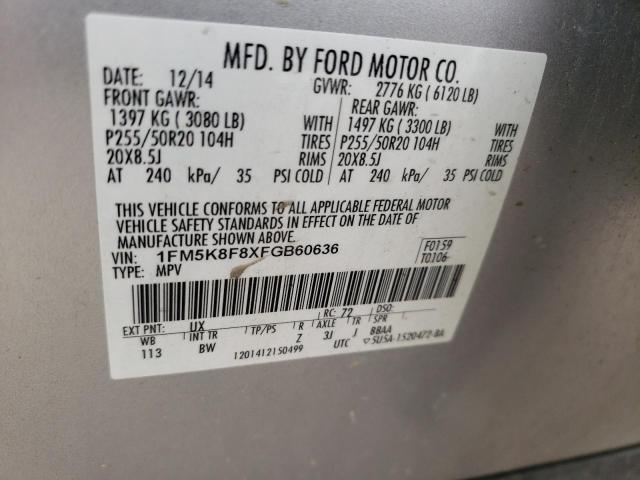 Photo 10 from auction – 2015 FORD EXPLORER L with VIN 1FM5K8F8XFGB60636