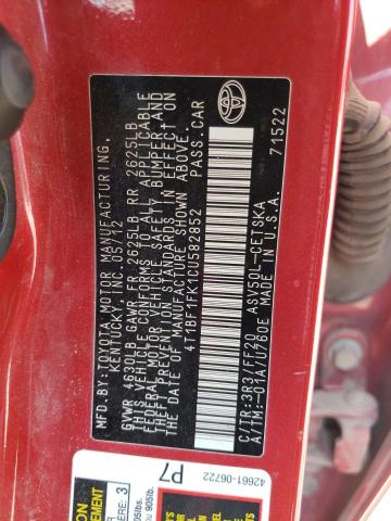 Photo 10 from auction – 2012 TOYOTA CAMRY BASE with VIN 4T1BF1FK1CU582852