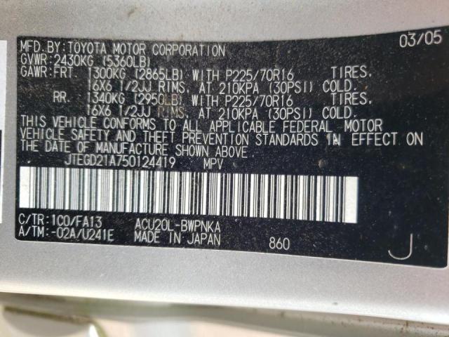 Photo 10 from auction – 2005 TOYOTA HIGHLANDER with VIN JTEGD21A750124419