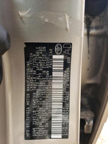 Photo 10 from auction – 2005 TOYOTA COROLLA with VIN 2T1BR32E55C403784