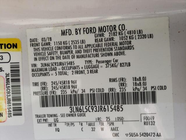 Photo 10 from auction – 2018 LINCOLN MKZ SELECT with VIN 3LN6L5C93JR615485