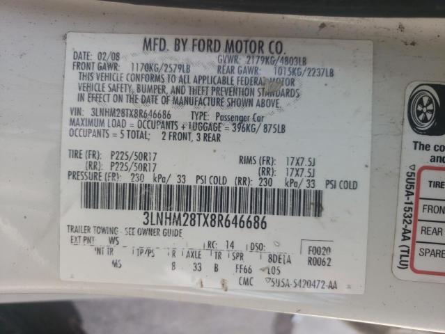 صورة رقم 10 من المزاد - 2008 LINCOLN MKZ مع VIN 3LNHM28TX8R646686