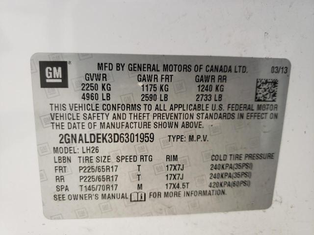 Photo 10 from auction – 2013 CHEVROLET EQUINOX LT with VIN 2GNALDEK3D6301959
