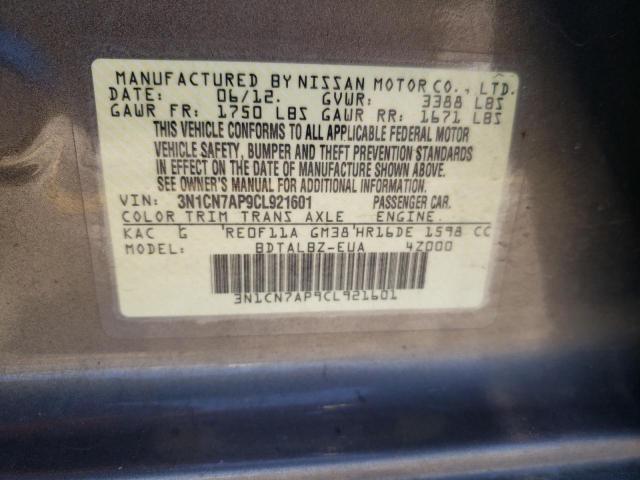 Photo 10 from auction – 2012 NISSAN VERSA S with VIN 3N1CN7AP9CL921601