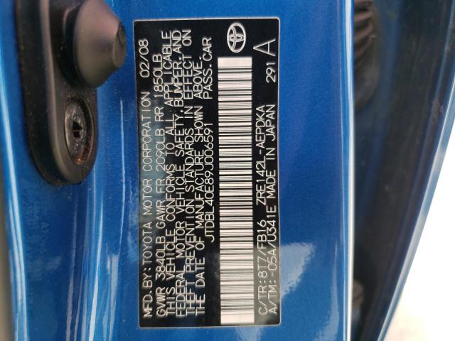 Photo 10 from auction – 2009 TOYOTA COROLLA BA with VIN JTDBL40E89J006591