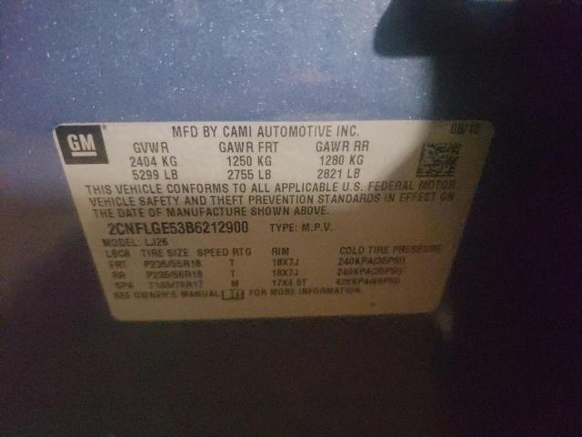 Photo 10 from auction – 2011 CHEVROLET EQUINOX LT with VIN 2CNFLGE53B6212900