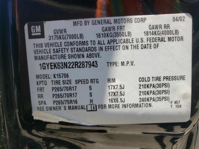 Photo 10 from auction – 2002 CADILLAC ESCALADE L with VIN 1GYEK63N22R287943