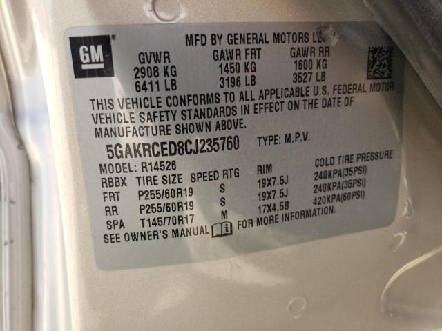 Photo 10 from auction – 2012 BUICK ENCLAVE with VIN 5GAKRCED8CJ235760