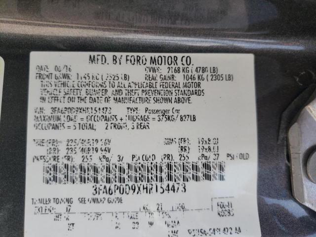 Photo 10 from auction – 2017 FORD FUSION TIT with VIN 3FA6P0D9XHR154473