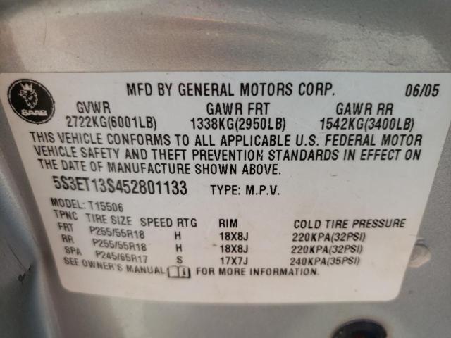 Photo 10 from auction – 2005 SAAB 9-7X LINEA with VIN 5S3ET13S452801133
