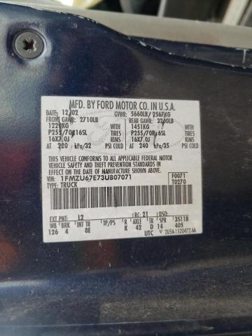 Photo 10 from auction – 2003 FORD EXPLORER S with VIN 1FMZU67E73UB07071